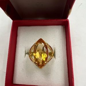 Sterling Silver 14k overlay citrine ring